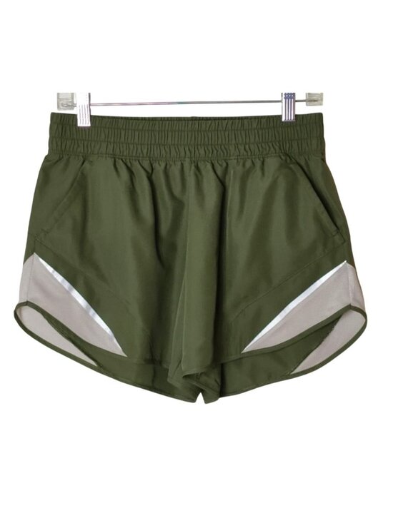 Athletic Works Pants - Athletic Works Womens M Running Shorts Olive Green Mesh Inserts Reflective Trim